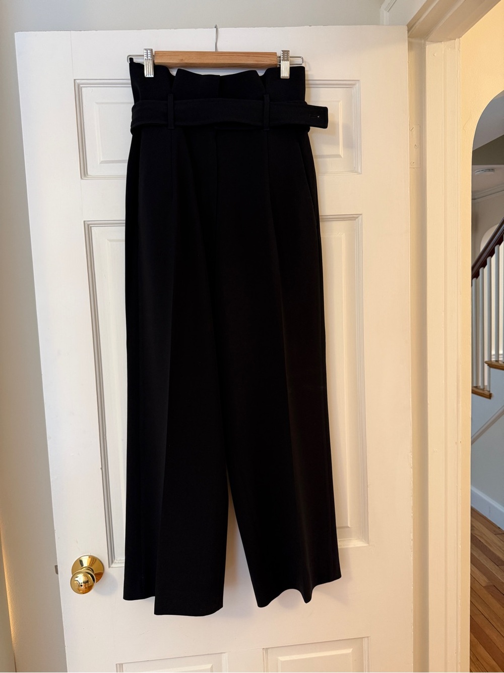 Babaton Black High-Rise Wide-Leg Trousers with Belt